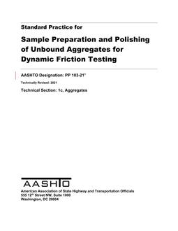 AASHTO PP 103 AASHTO PP 103