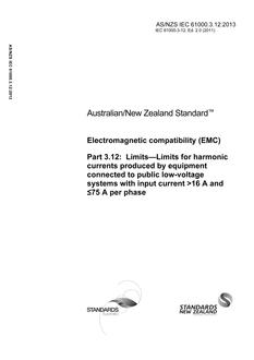 AS/NZS IEC 61000.3.12 AS/NZS IEC 61000.3.12