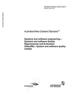 AS/NZS ISO/IEC 25010 AS/NZS ISO/IEC 25010