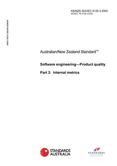 AS/NZS ISO/IEC 9126.3 AS/NZS ISO/IEC 9126.3