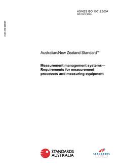AS/NZS ISO 10012 AS/NZS ISO 10012