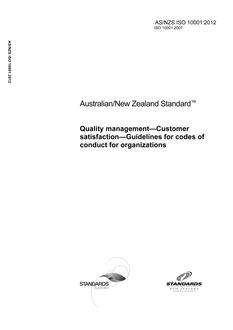 AS/NZS ISO 10001 AS/NZS ISO 10001