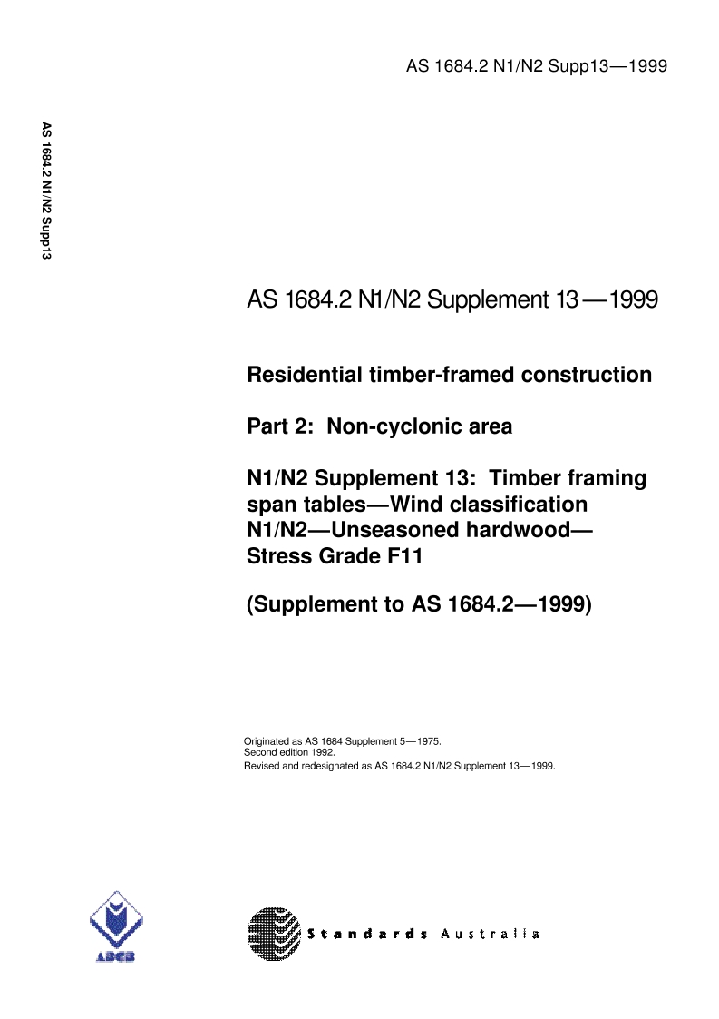 AS 1684.2 N1 N2 SUPP 13-1999 PDF