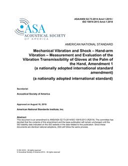 ASA S2.73-2014 Amd.1-2019 / ISO 10819:2013 Amd.1:2019 ASA S2.73-2014 Amd.1-2019 / ISO 10819:2013 Amd.1:2019