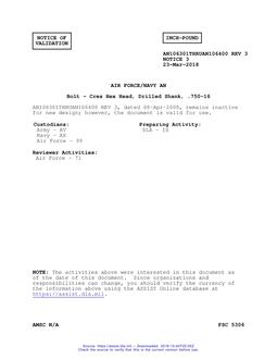 MIL AN106301THRUAN106400-3 Notice 3 – Validation 3 MIL AN106301THRUAN106400-3 Notice 3 - Validation 3