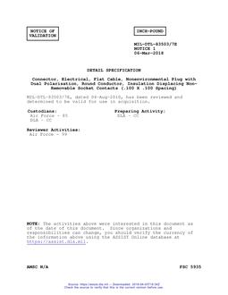 MIL MIL-DTL-83503/7E Notice 1 - Validation 1