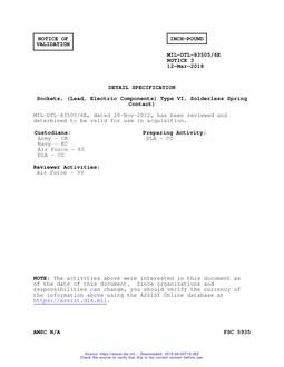 MIL MIL-DTL-83505/6E Notice 3 – Validation 3 MIL MIL-DTL-83505/6E Notice 3 - Validation 3