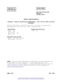 MIL MIL-DTL-83734/14E Notice 1 – Validation 1 MIL MIL-DTL-83734/14E Notice 1 - Validation 1