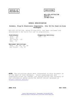 MIL MIL-DTL-83734/15E Notice 1 - Validation 1